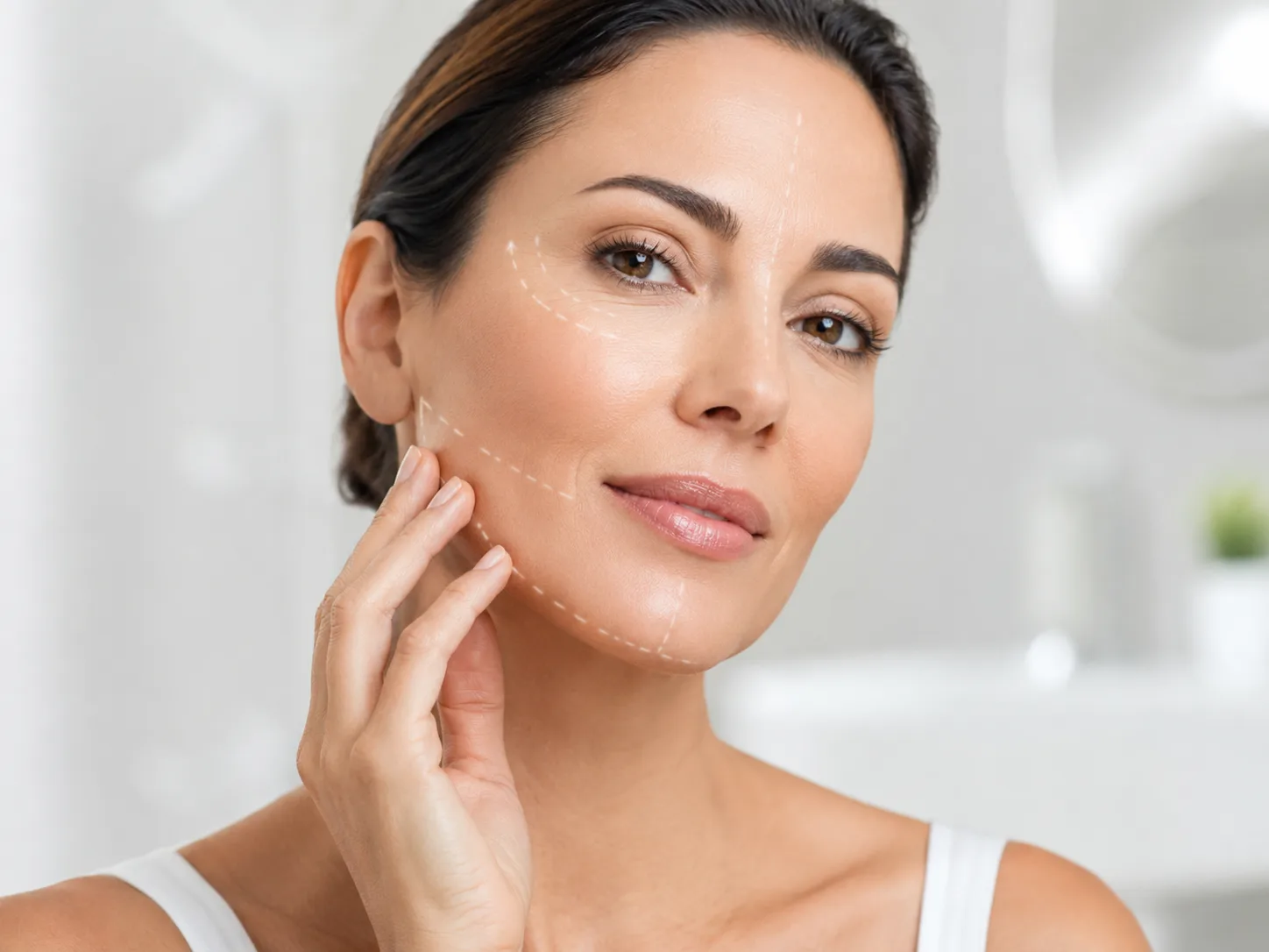 Pessoa em contexto institucional de avaliação facial para harmonização orofacial