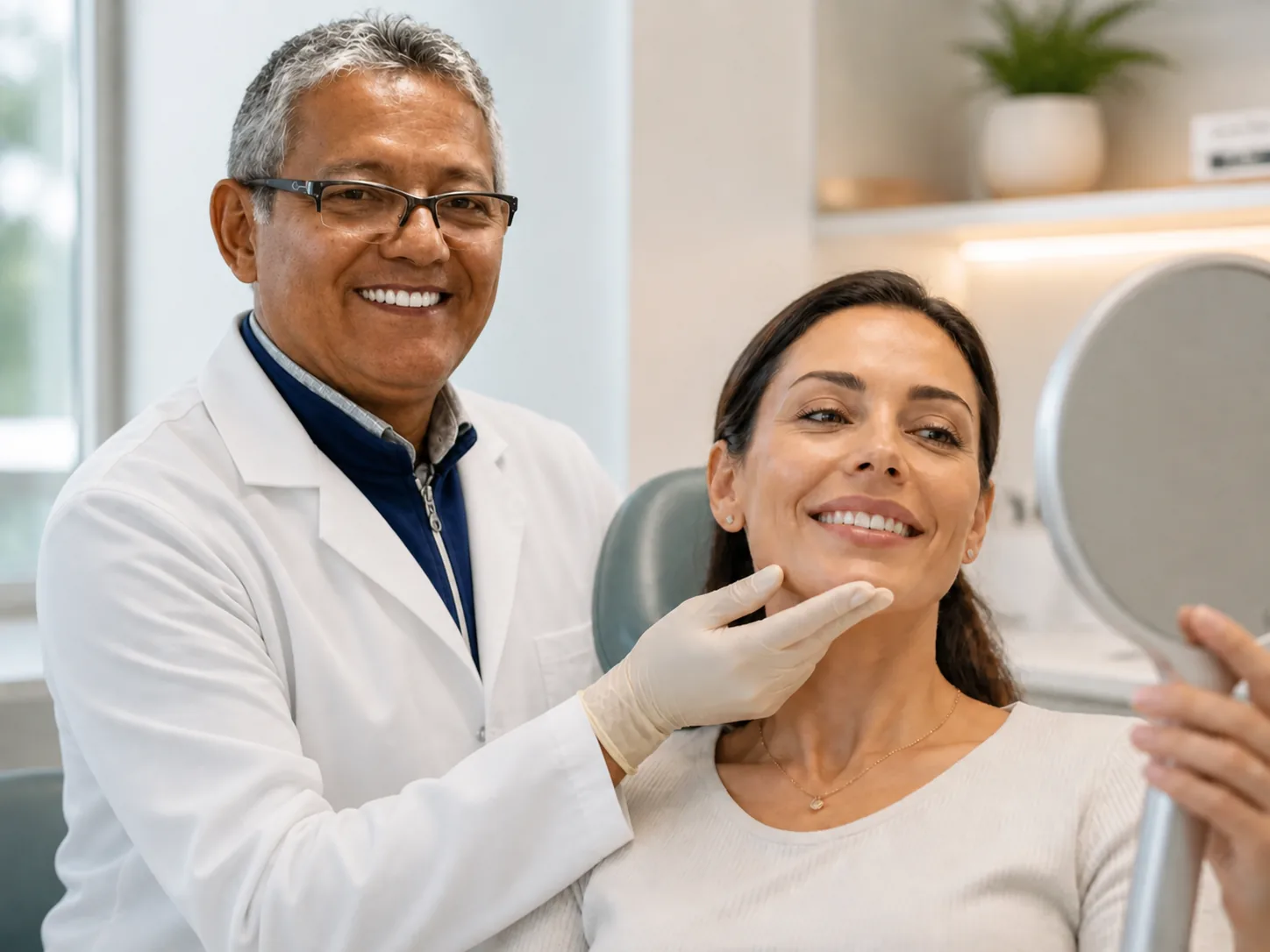 Dr. Carlos conduz avaliação ortodôntica com paciente